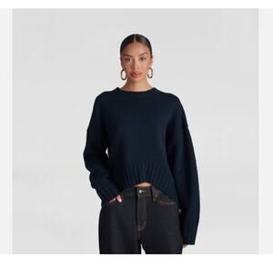 KBB by KAHLANA The Asymmetric Sweater Sz Large Navy Blue NWT
